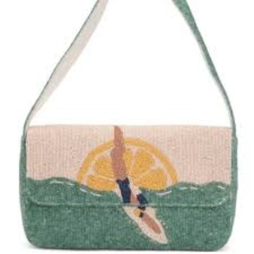Viral Beaded diver swimmer sunrise flower shoulder bag Handmade in India